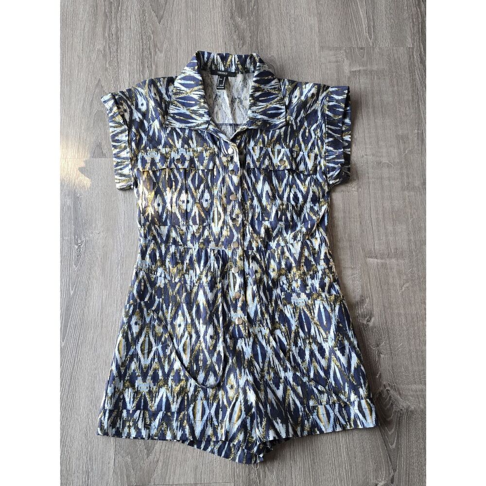 Forever 21 Navy / White One Piece Shorts Romper  Women's Size M